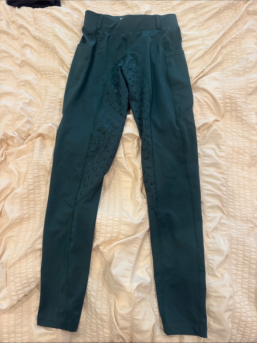 Womens Deep Green Full-Seat Riding Tights